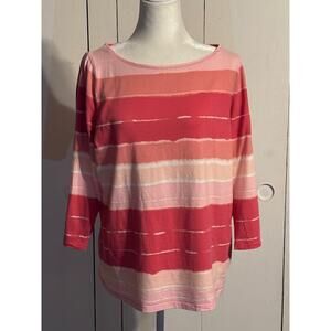 Talbots Plus Size 1X Women's Cotton 3/4 Sleeve T-Shirt Top in Pink Shades